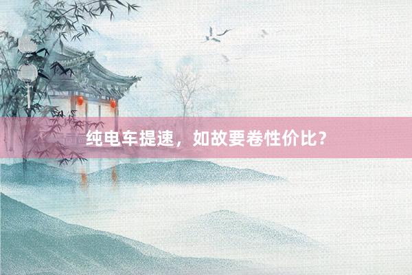 纯电车提速，如故要卷性价比？