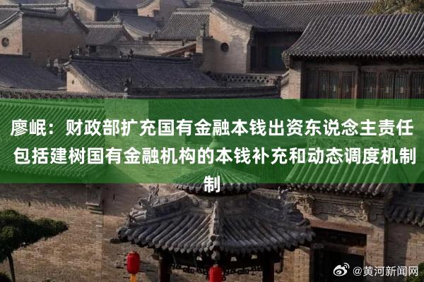 廖岷：财政部扩充国有金融本钱出资东说念主责任 包括建树国有金融机构的本钱补充和动态调度机制