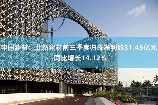 中国建材：北新建材前三季度归母净利约31.45亿元 同比增长14.12%