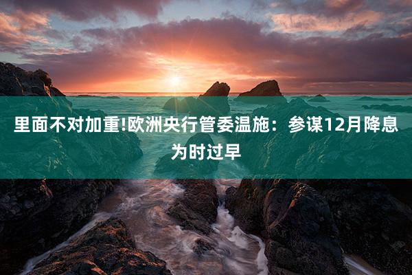 里面不对加重!欧洲央行管委温施：参谋12月降息为时过早