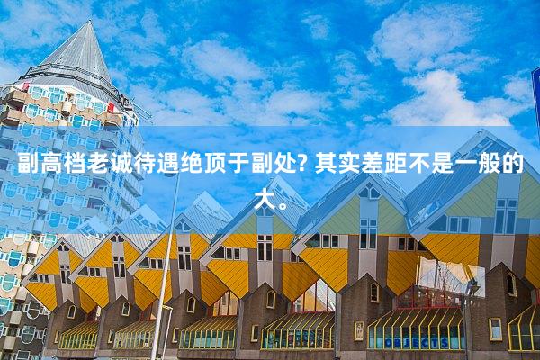 副高档老诚待遇绝顶于副处? 其实差距不是一般的大。