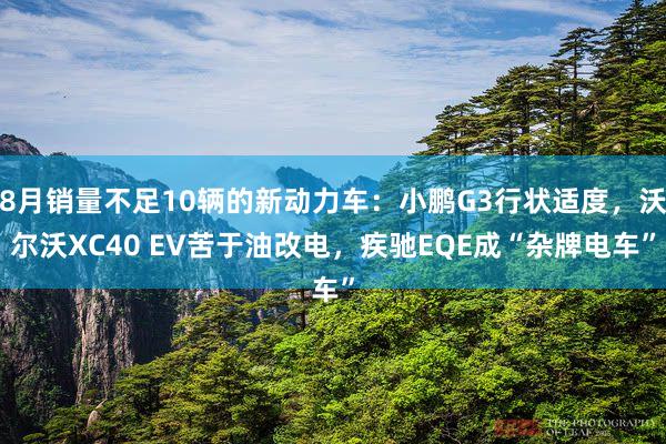 8月销量不足10辆的新动力车：小鹏G3行状适度，沃尔沃XC40 EV苦于油改电，疾驰EQE成“杂牌电车”