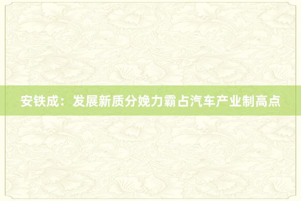安铁成：发展新质分娩力霸占汽车产业制高点