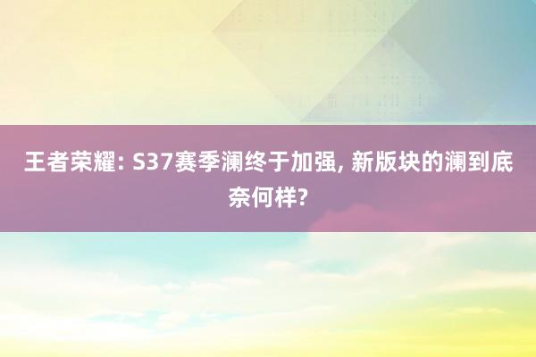 王者荣耀: S37赛季澜终于加强, 新版块的澜到底奈何样?